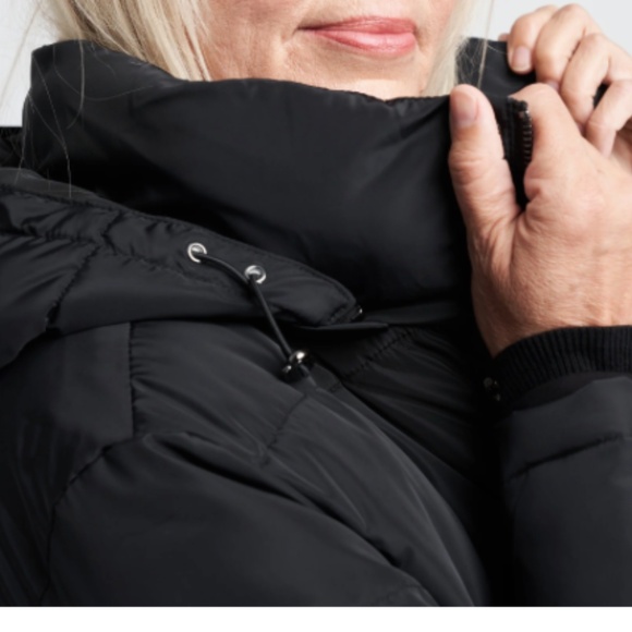 New Free People x Universal Standard Black long Puffer w/ hoodie Jacket Sz 10-12 - Picture 3 of 16